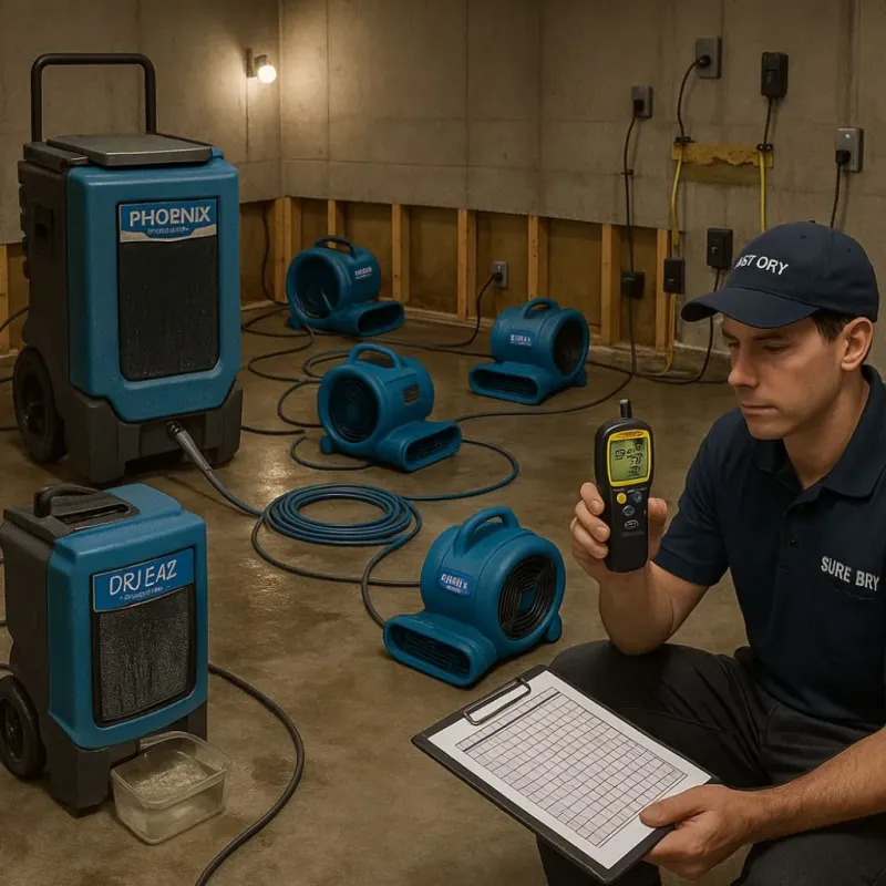Structural Drying and Dehumidification process in Wharton, TX